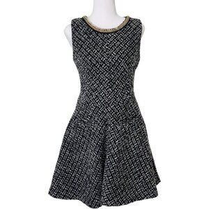 Alex + Alex Black and White Wool Blend Sleeveless Skater A-line Dress (M)